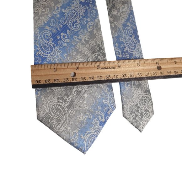 Van Heusen Mens Necktie Tie Designer Baby Blue Silver Accessory Work Dad Gift - Picture 3 of 5